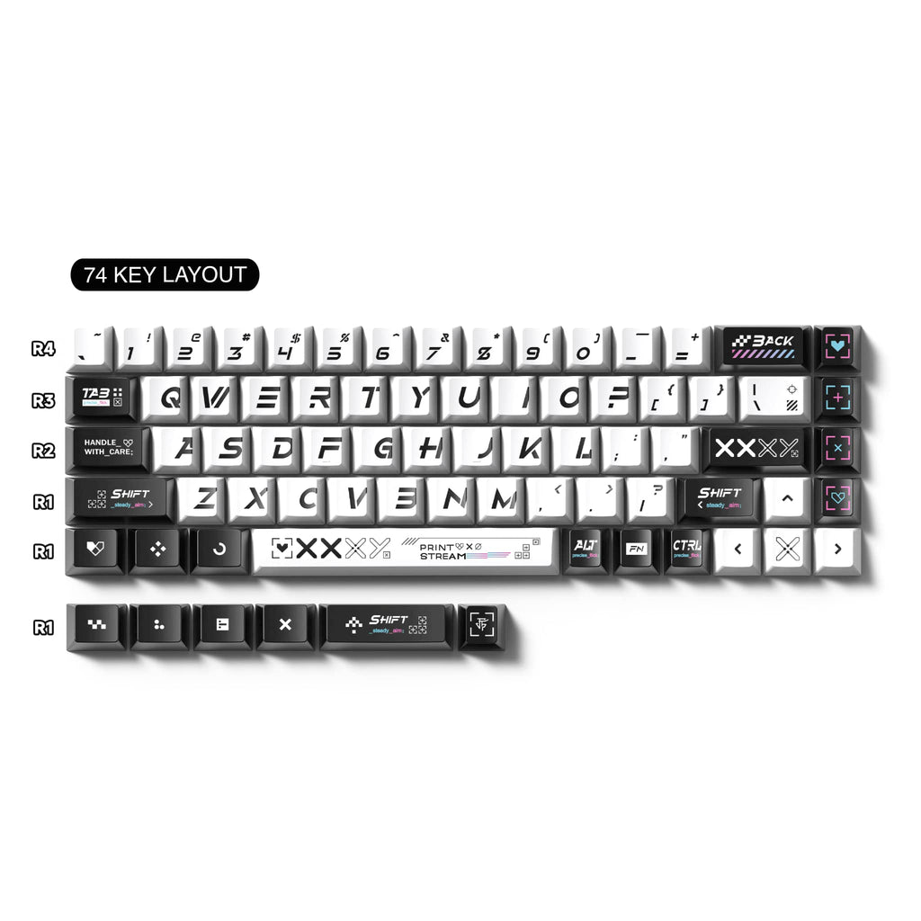 Point Stream PBT Custom Keycaps, 74-Key Cherry / Solid Classic (For 61/68)