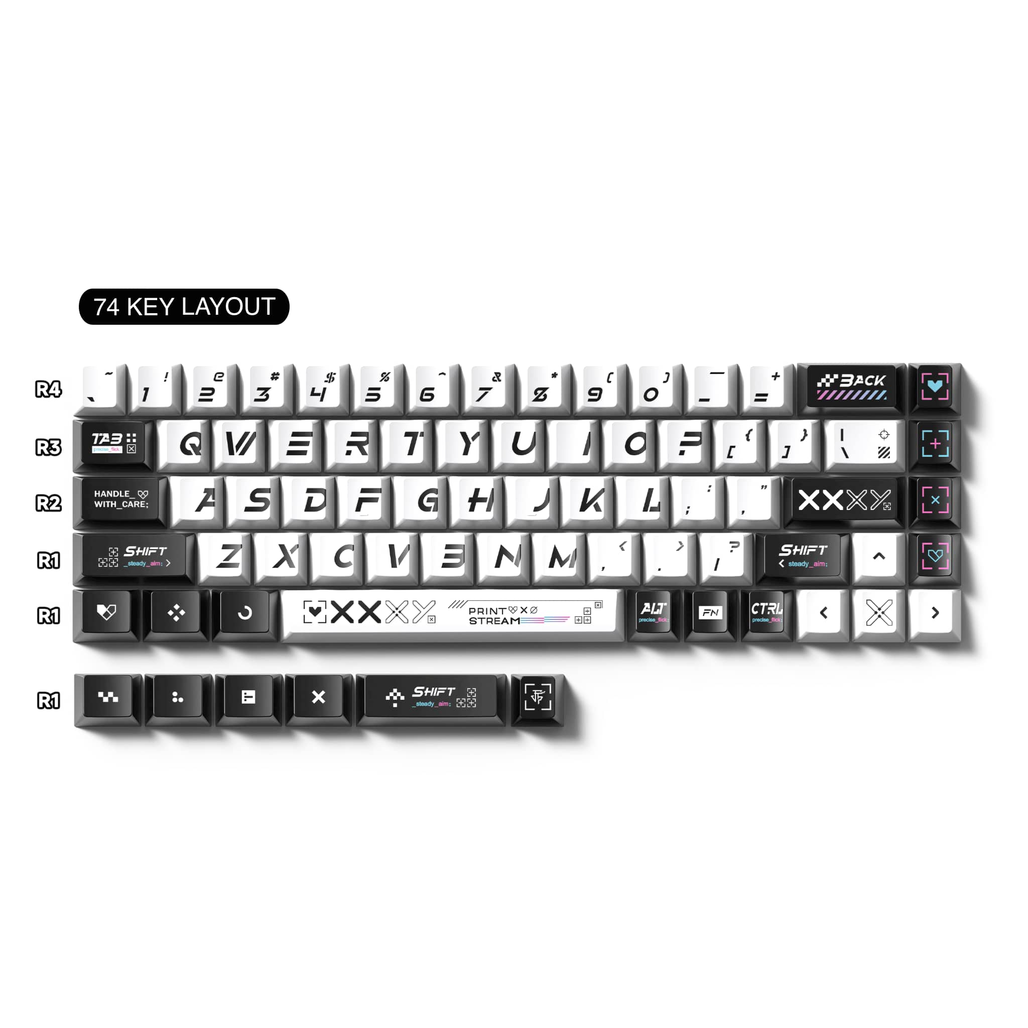 Point Stream PBT Custom Keycaps, 74-Key Cherry / Solid Classic (For 61/68)