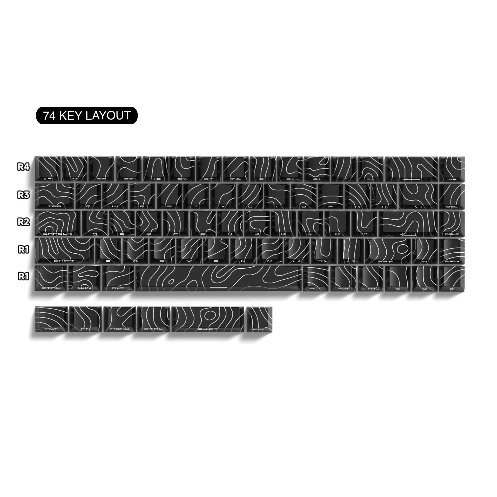 topography pattern Black 74 keycaps