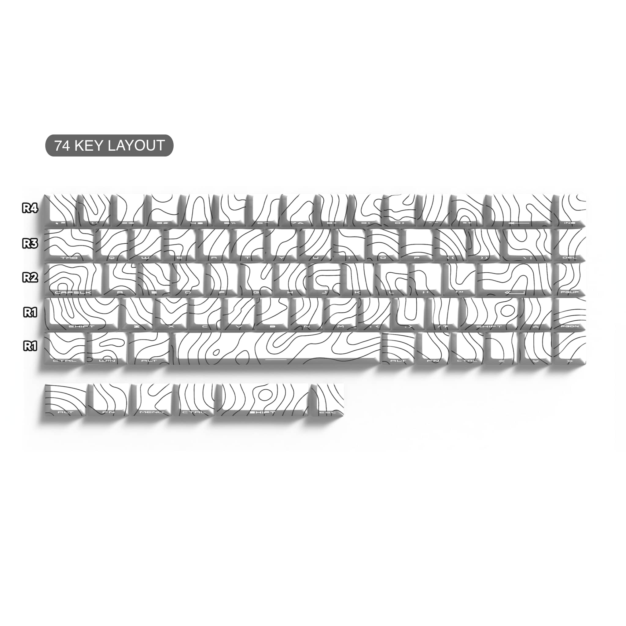 topography pattern White 74 keycaps