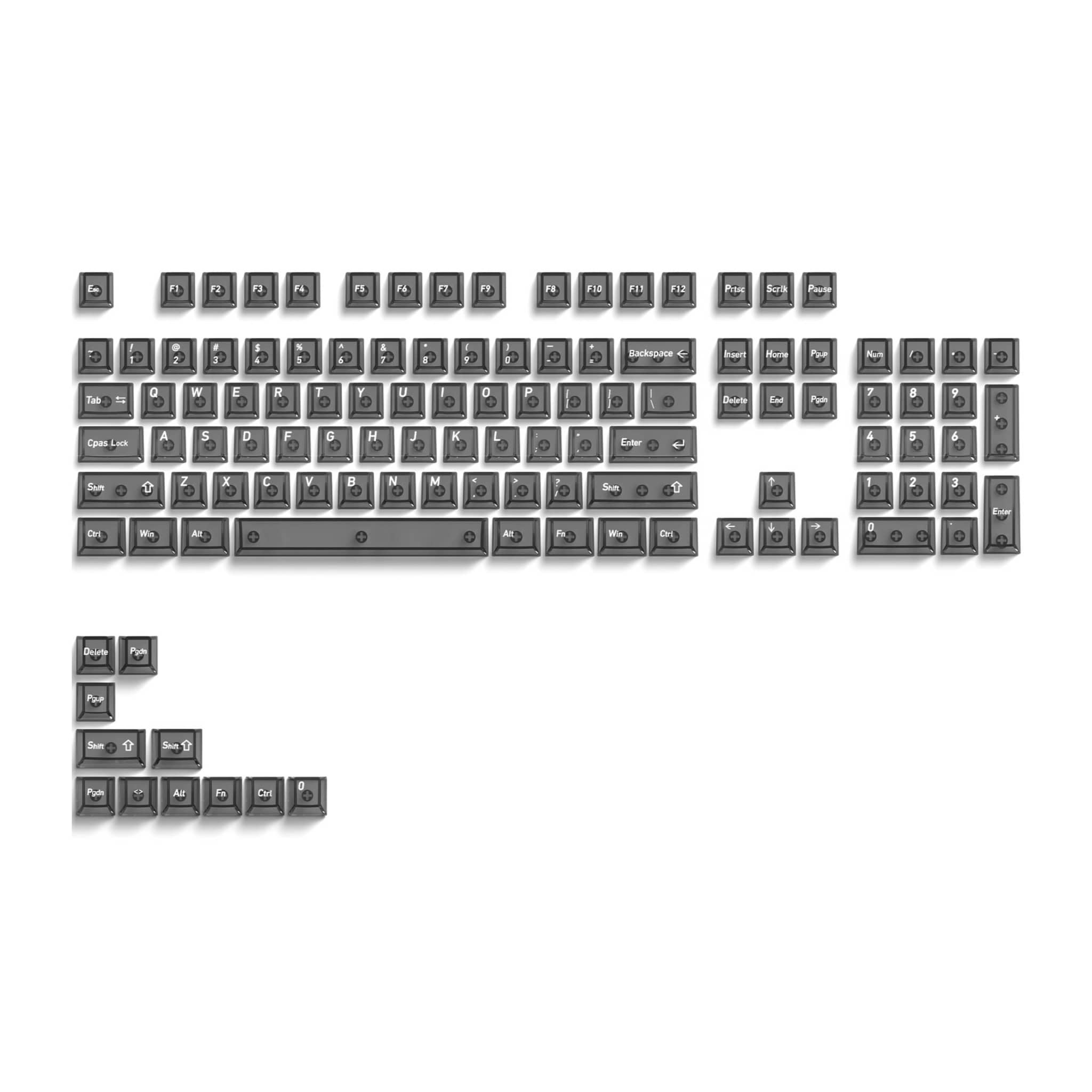 Crystal Clear PC Keycaps - 115 Key Set (Cherry Profile)
