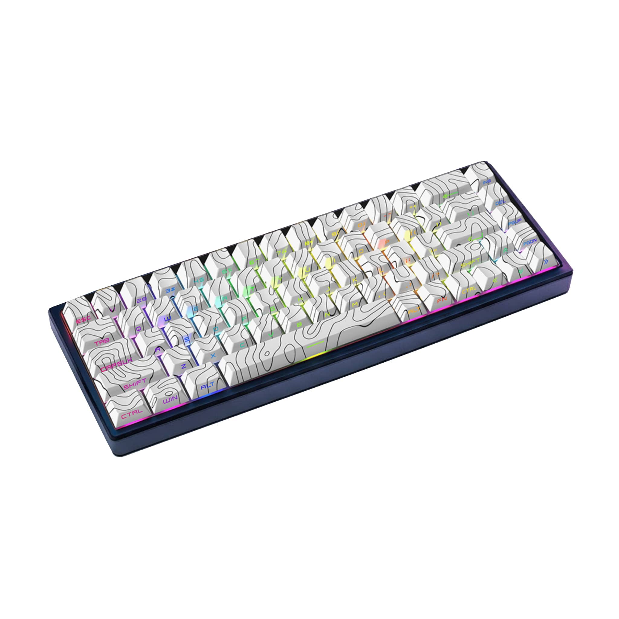 White topography pattern keycaps with RGB backlighting effect, keycaps only set for mechanical keyboards.