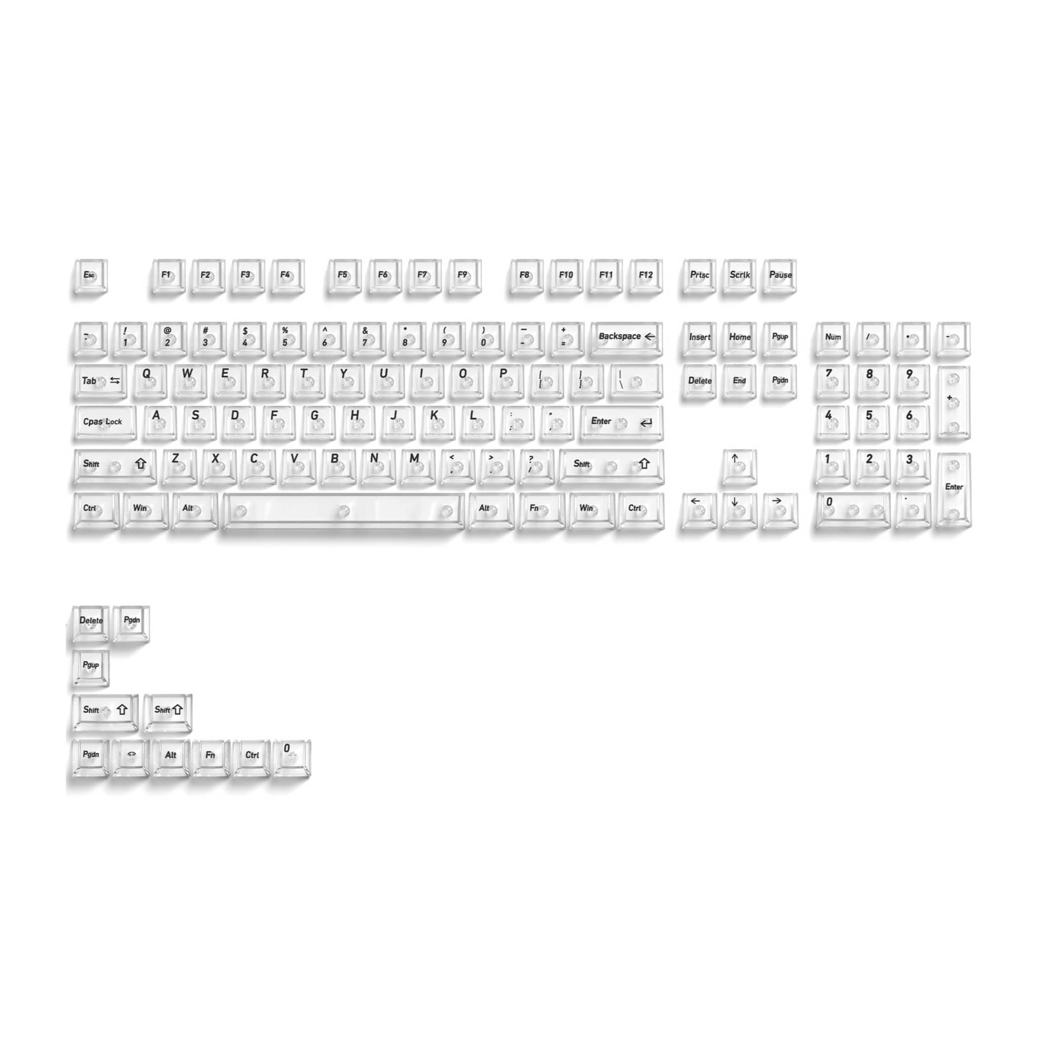 Crystal Clear PC Keycaps - 115 Key Set (Cherry Profile)